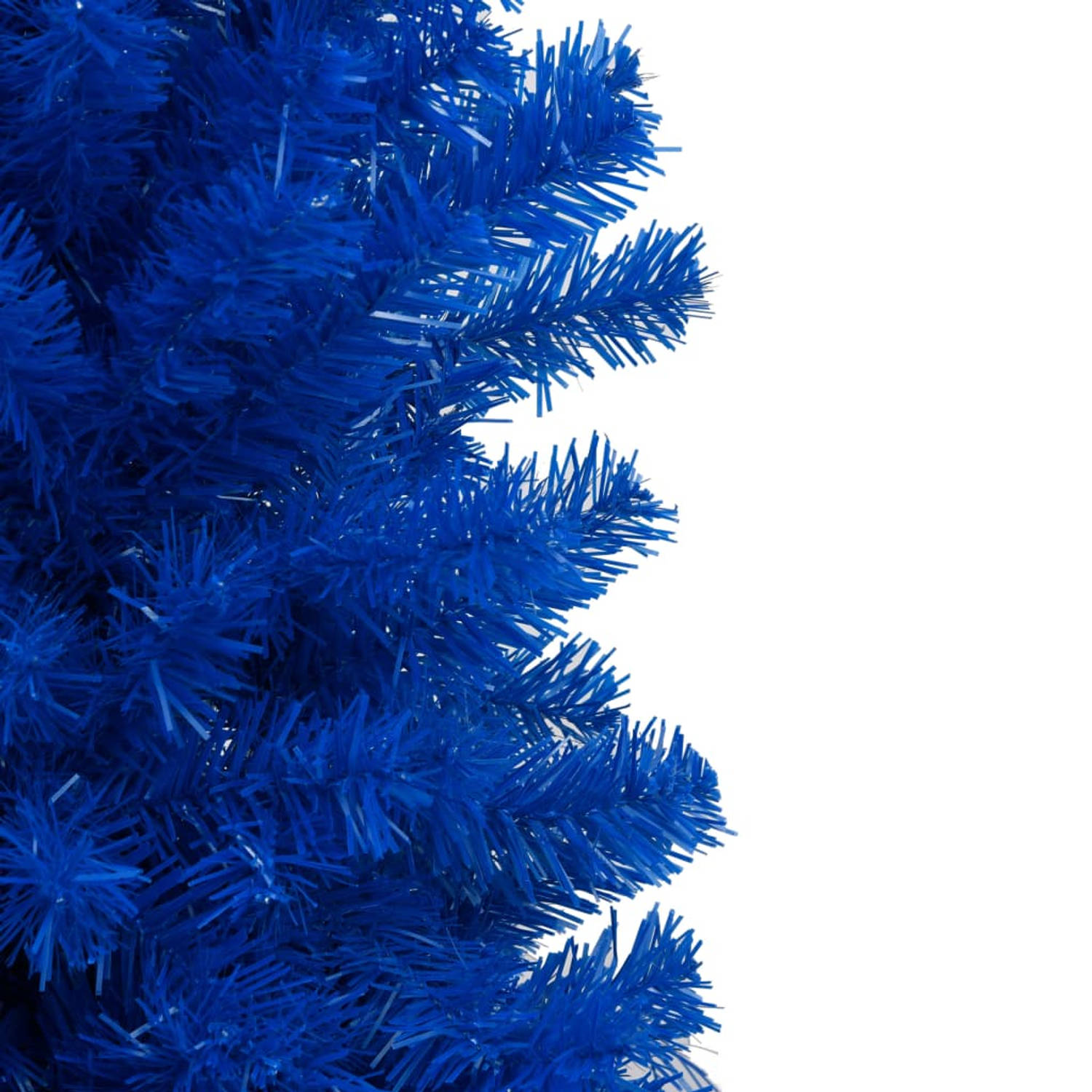 The Living Store Kunstkerstboom met LED's en kerstballen 210 cm PVC blauw - Decoratieve kerstboom