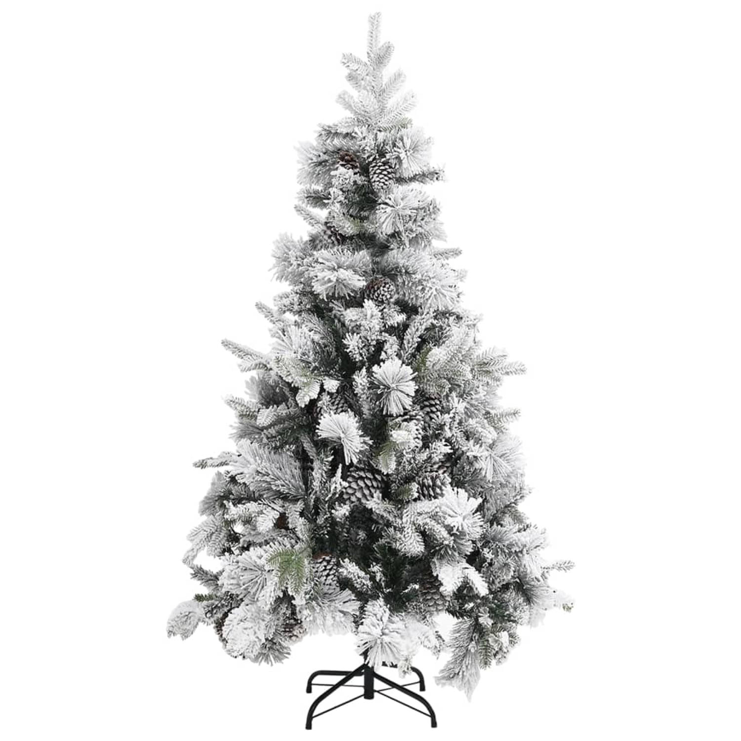 The Living Store Kerstboom met dennenappels en sneeuw 195 cm PVC en PE - Decoratieve kerstboom