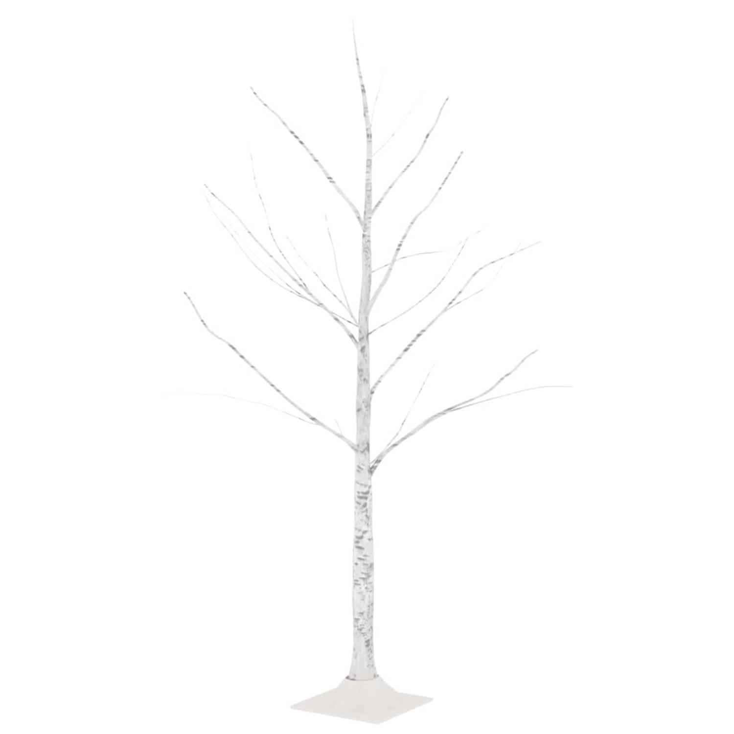 The Living Store Berkenboom LED 48 LED's warmwit 120 cm wit - Decoratieve kerstboom
