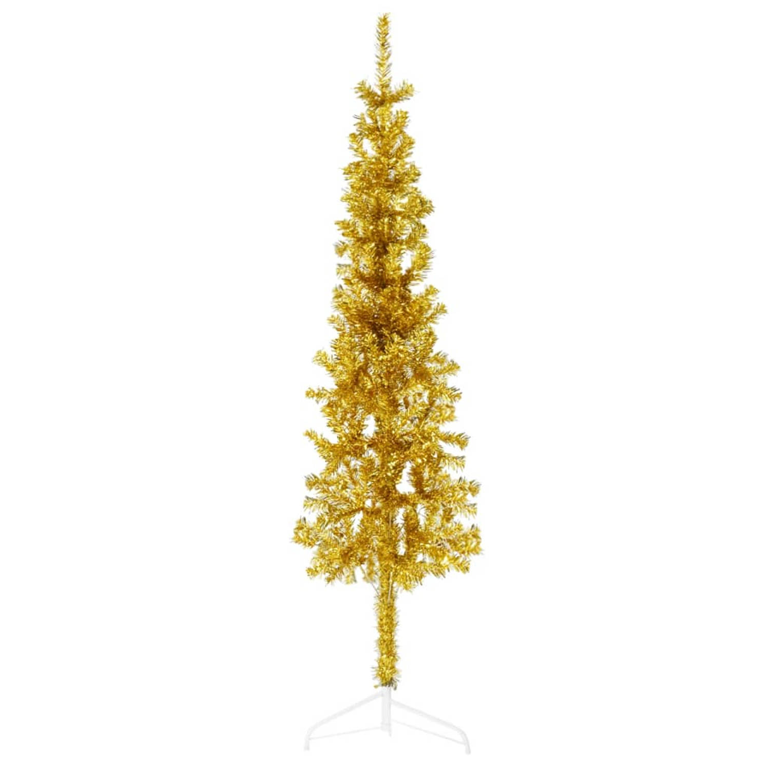 The Living Store Kunstkerstboom half met standaard smal 150 cm goudkleurig - Decoratieve kerstboom