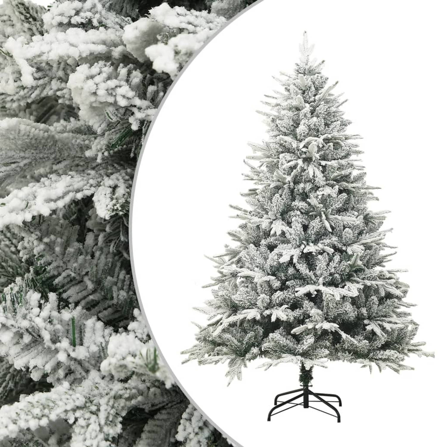 The Living Store Kunstkerstboom met LED's- kerstballen en sneeuw 180 cm PVC PE - Decoratieve kerstboom