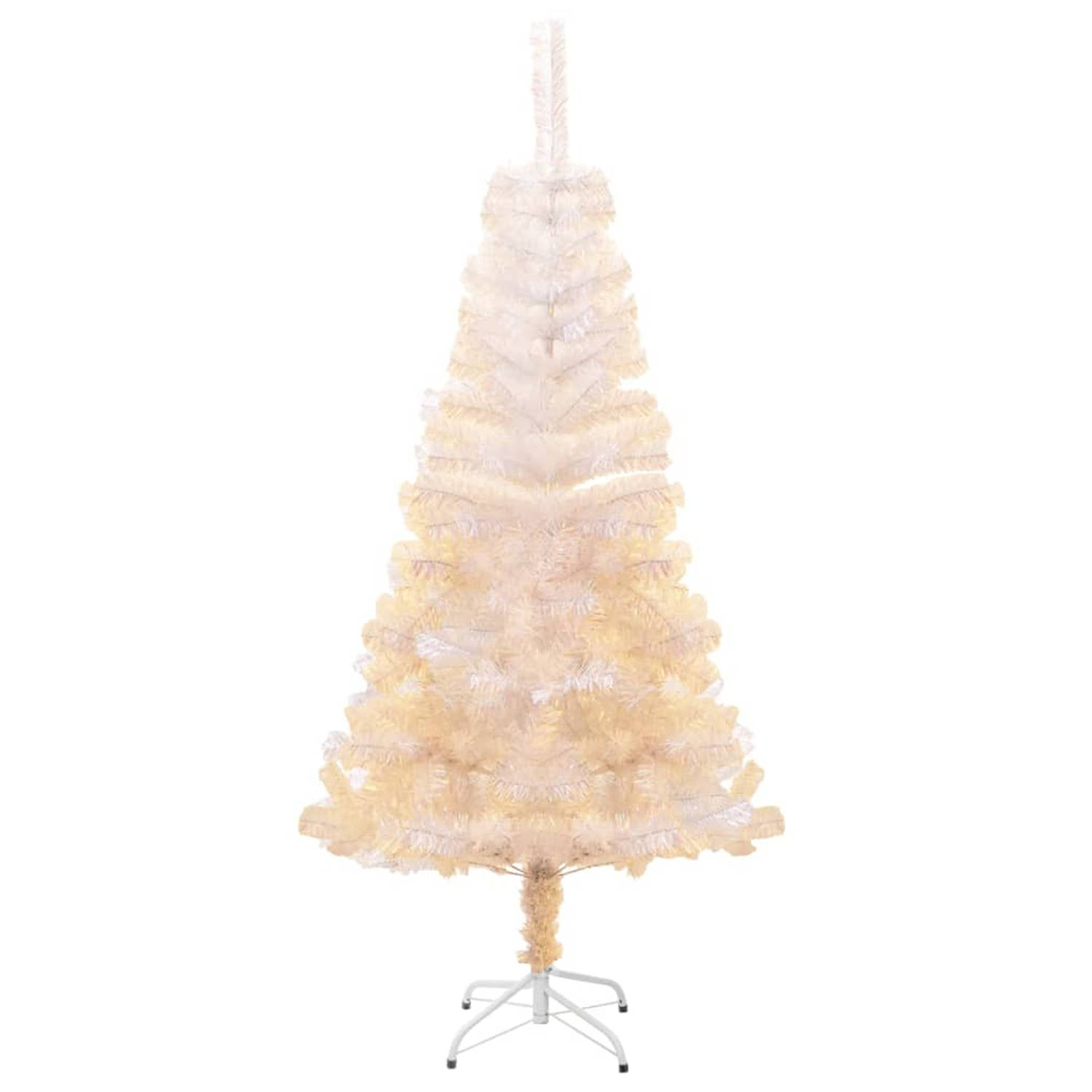 The Living Store Kunstkerstboom met iriserende uiteinden 120 cm PVC wit - Decoratieve kerstboom