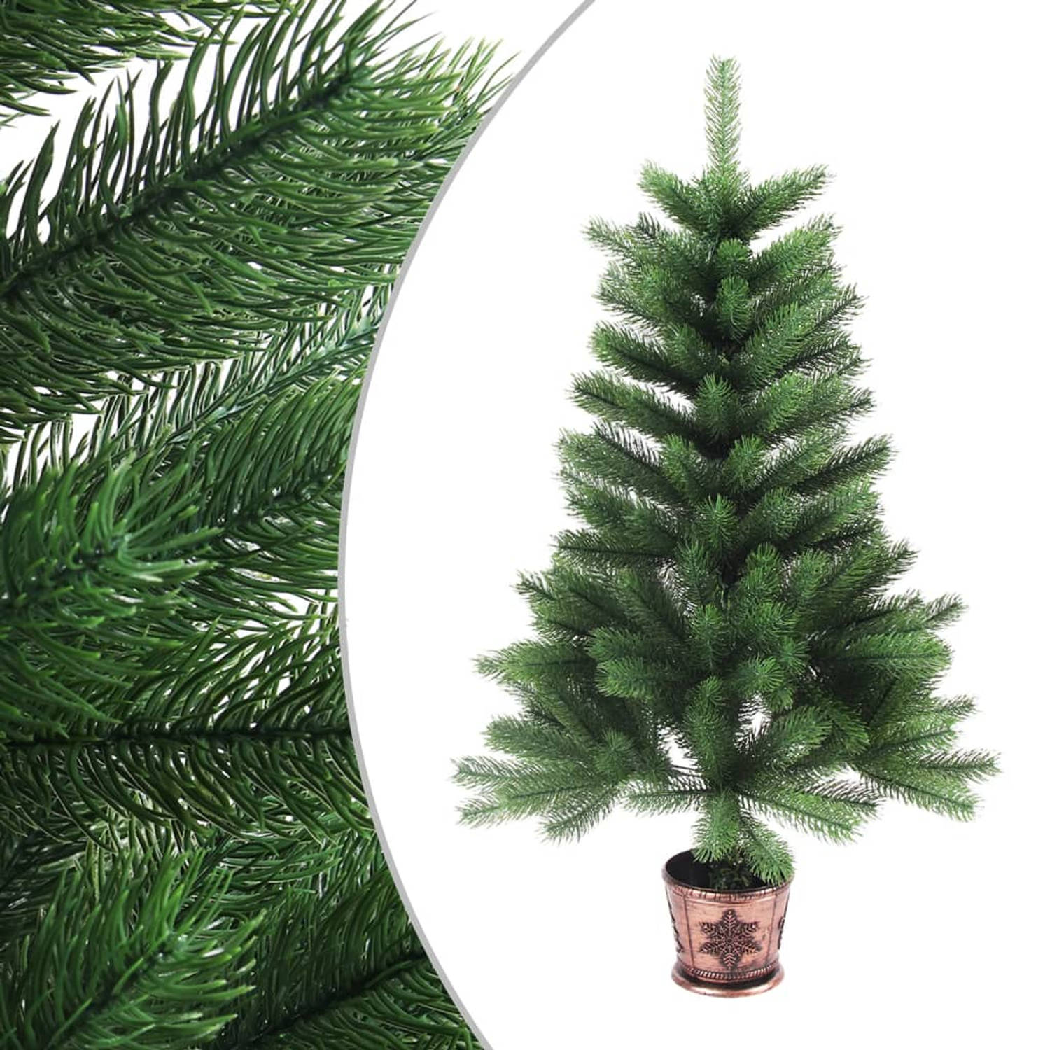 The Living Store Kunstkerstboom met LED's en kerstballen 65 cm groen - Decoratieve kerstboom