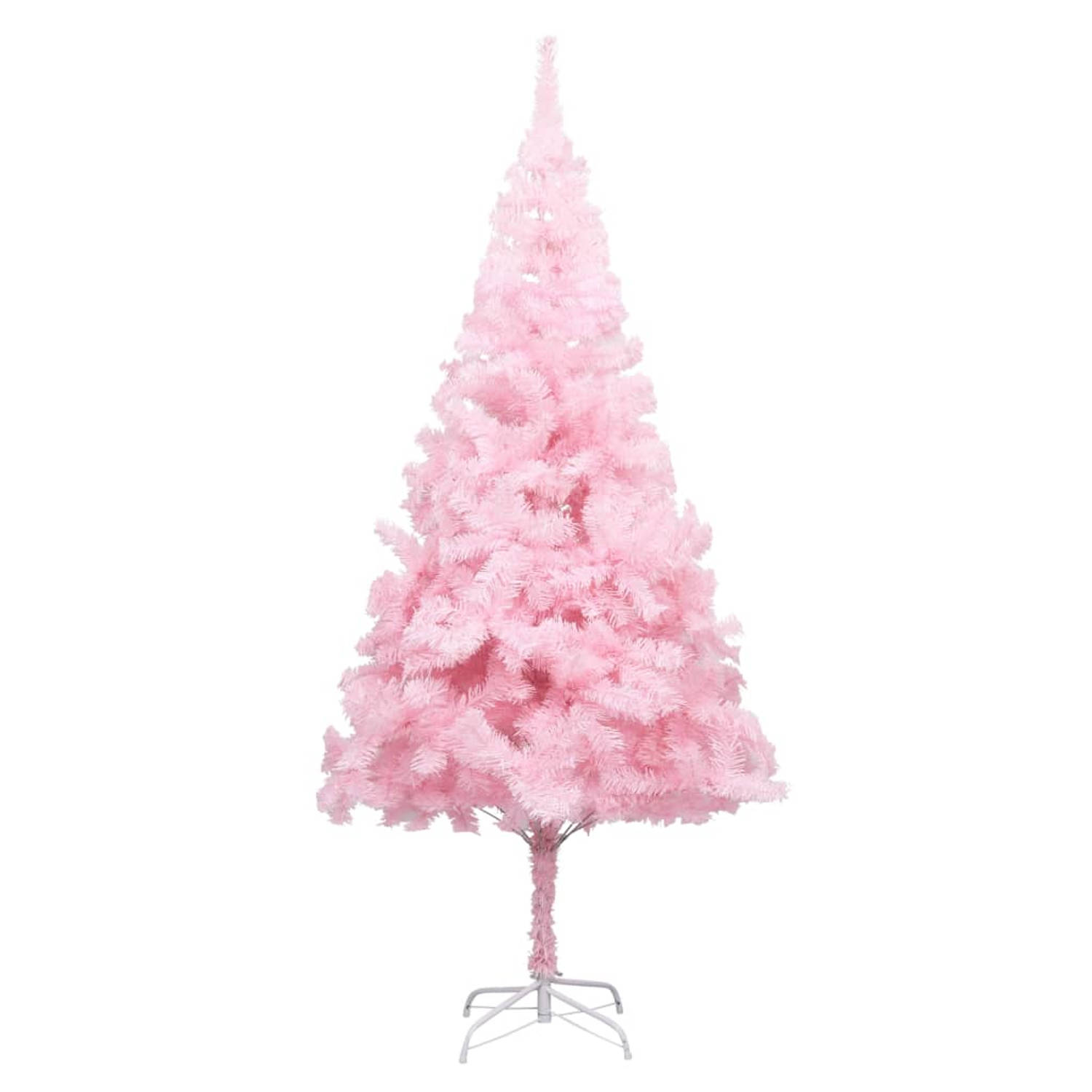 The Living Store Kunstkerstboom met LED's en standaard 240 cm PVC roze - Decoratieve kerstboom