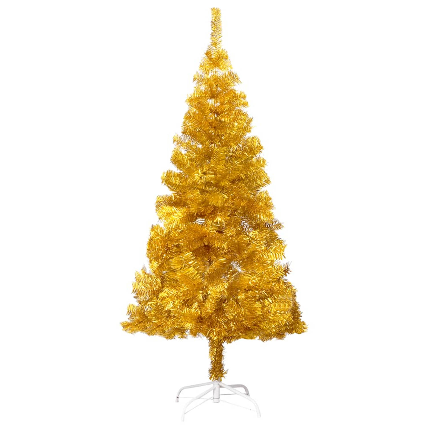 The Living Store Kunstkerstboom met LED's en standaard 120 cm PET goudkleurig - Decoratieve kerstboom