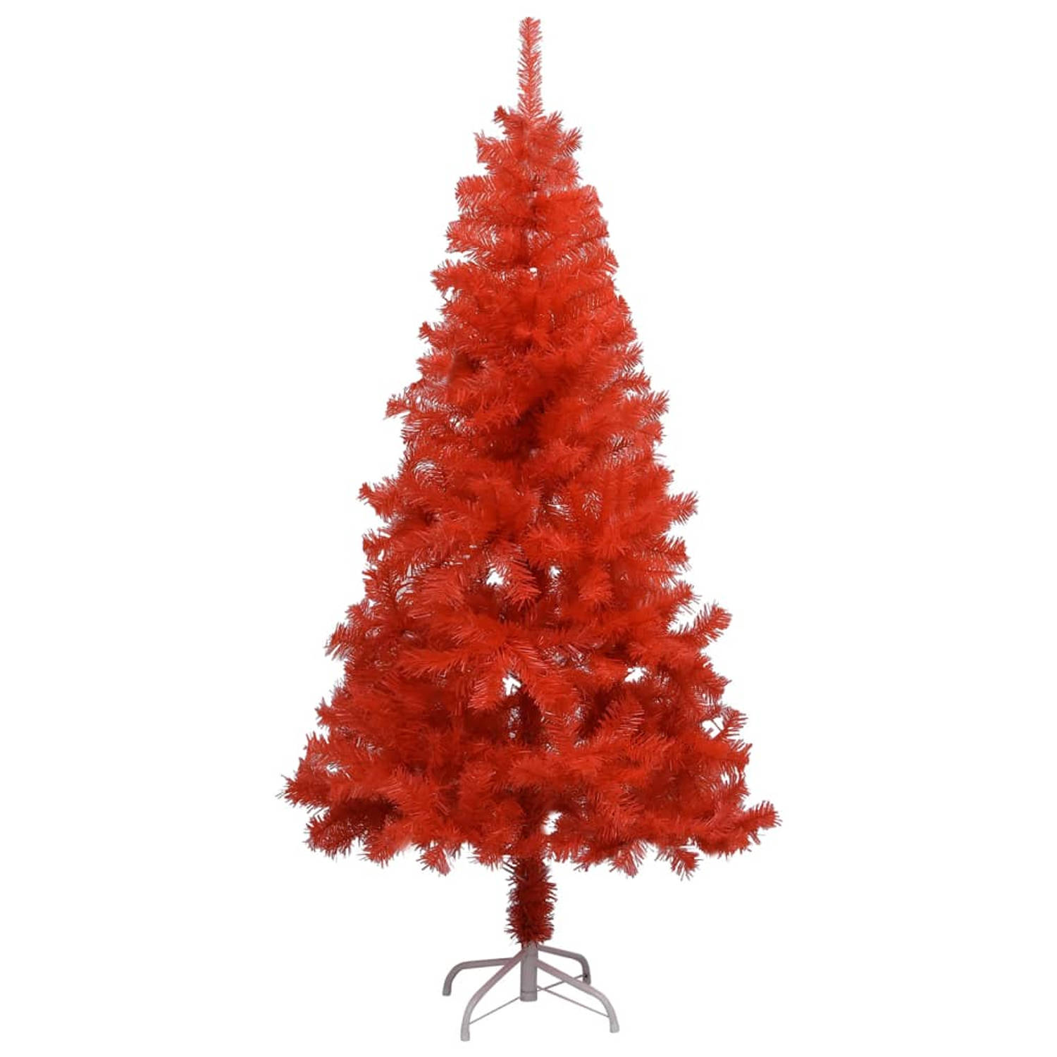 The Living Store Kunstkerstboom met LED's en kerstballen 120 cm PVC rood - Decoratieve kerstboom