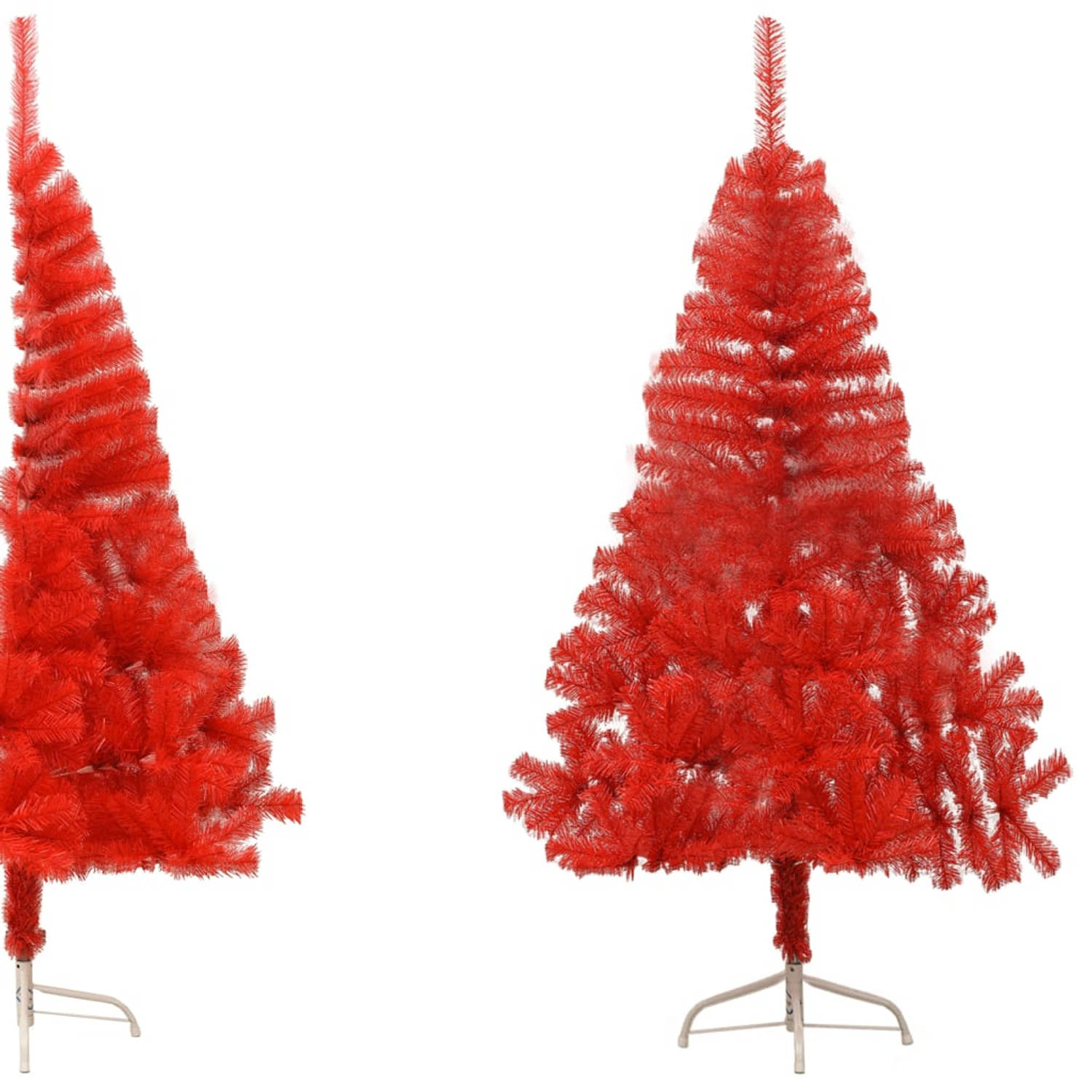 The Living Store Kunstkerstboom met standaard half 120 cm PVC rood - Decoratieve kerstboom