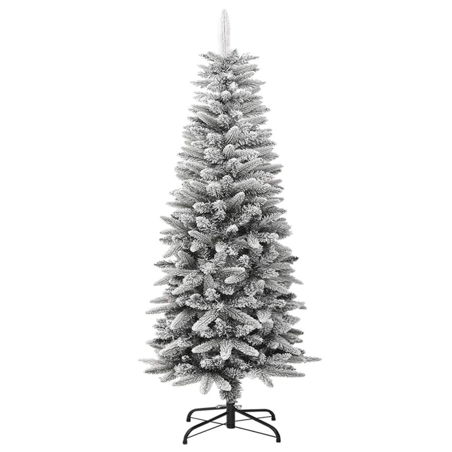The Living Store Kunstkerstboom met sneeuw smal 120 cm PVC en PE - Decoratieve kerstboom