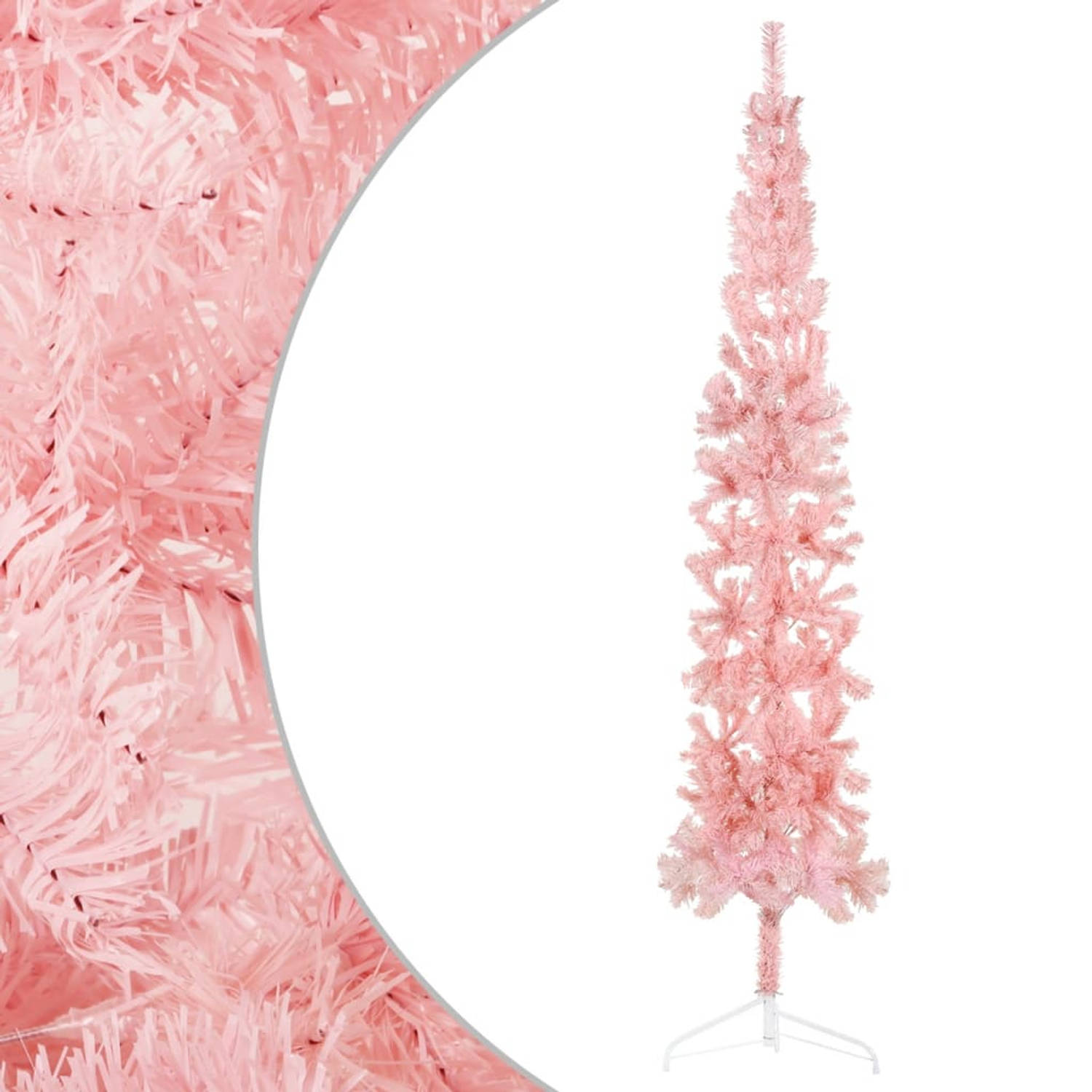 The Living Store Kunstkerstboom - Halve boom 240 cm - Ruimtebesparend - PVC - Roze