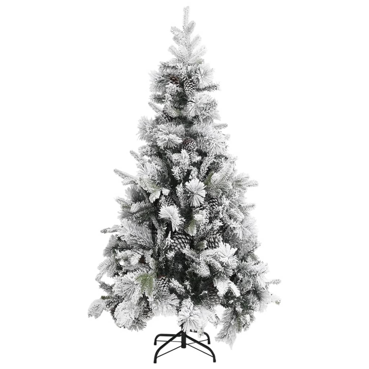 The Living Store Kerstboom met dennenappels en sneeuw 225 cm PVC en PE - Decoratieve kerstboom