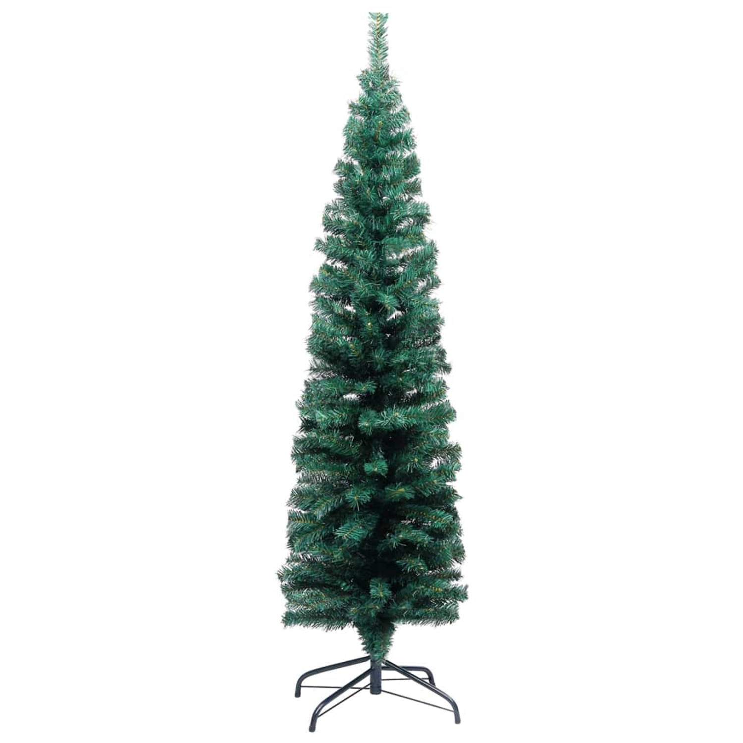 The Living Store Kunstkerstboom met standaard smal 120 cm PVC groen - Decoratieve kerstboom