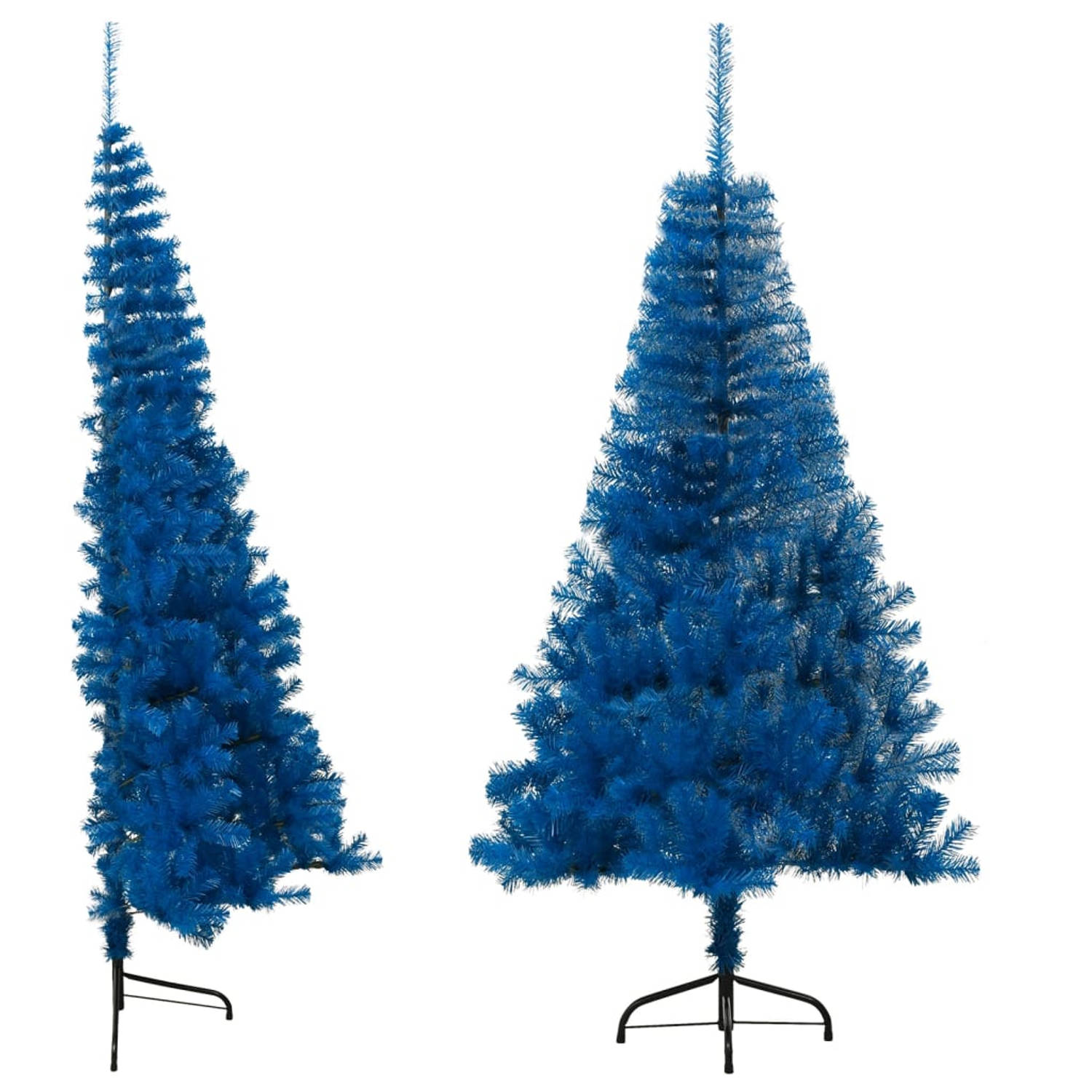 The Living Store Kunstkerstboom met standaard half 180 cm PVC blauw - Decoratieve kerstboom