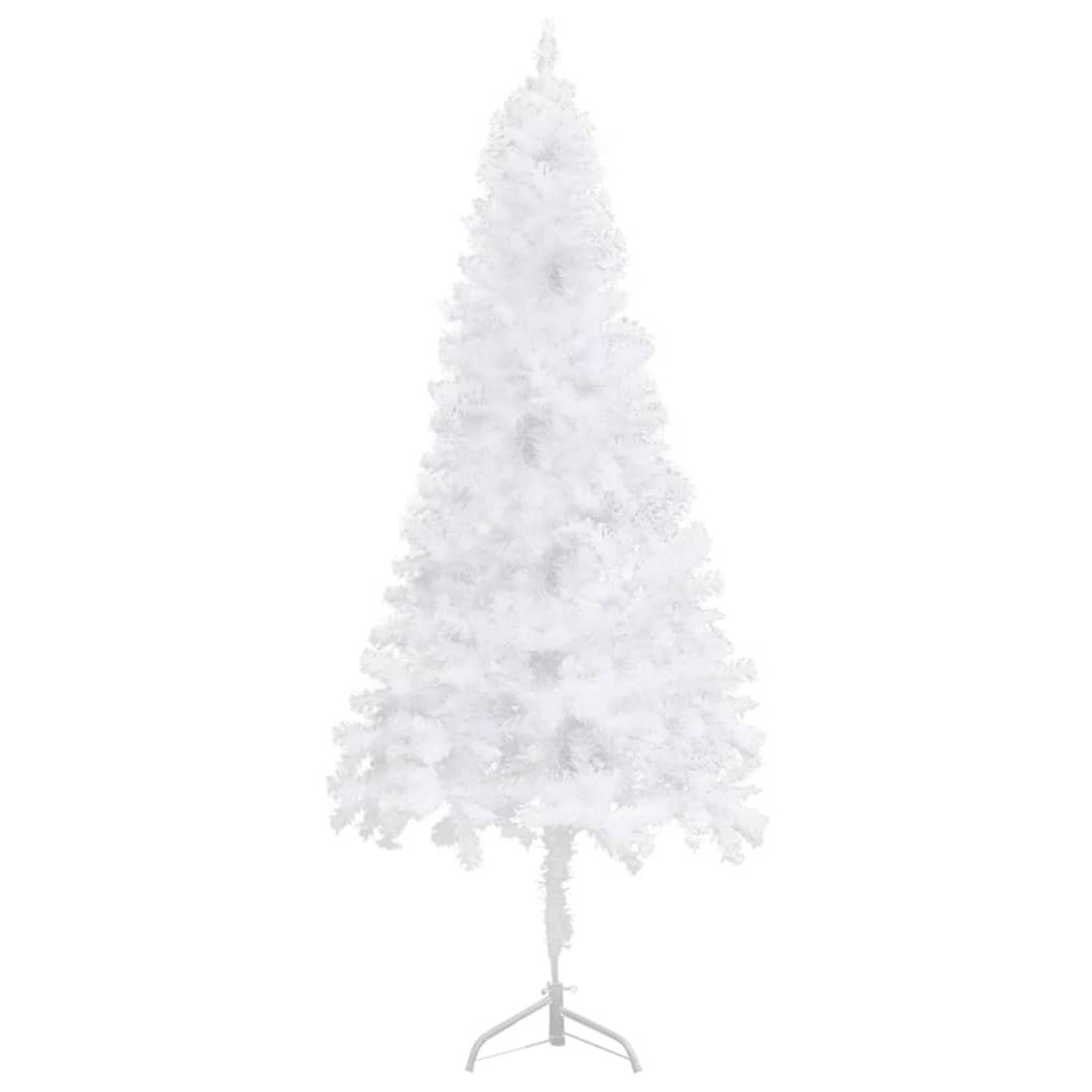 The Living Store Kunstkerstboom met LED's en kerstballen hoek 180 cm PVC wit - Decoratieve kerstboom