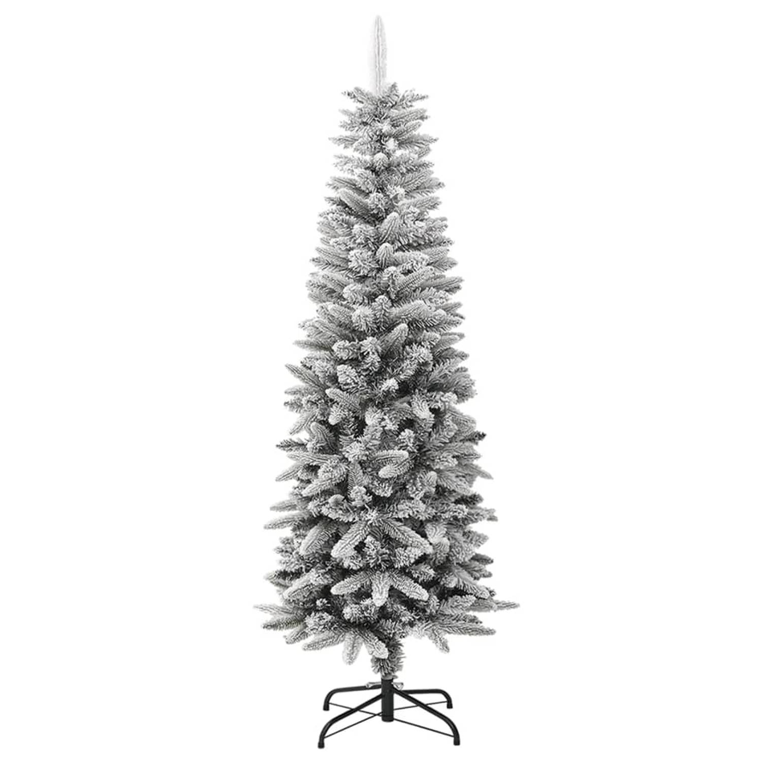 The Living Store Kunstkerstboom met sneeuw smal 150 cm PVC en PE - Decoratieve kerstboom