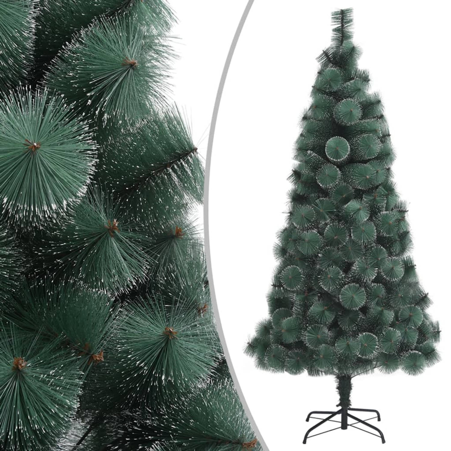 The Living Store Kunstkerstboom met LED's en kerstballen 150 cm PVC en PE groen - Decoratieve kerstboom