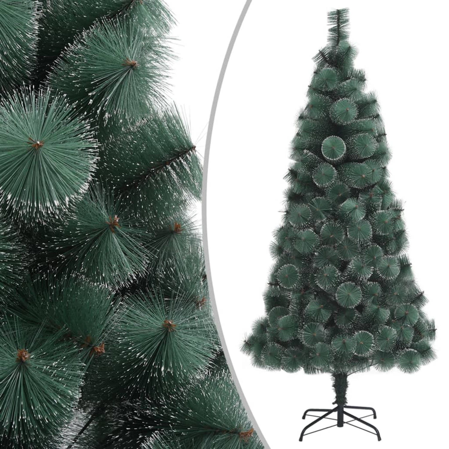 The Living Store Kunstkerstboom met LED's en standaard 150 cm PET groen - Decoratieve kerstboom