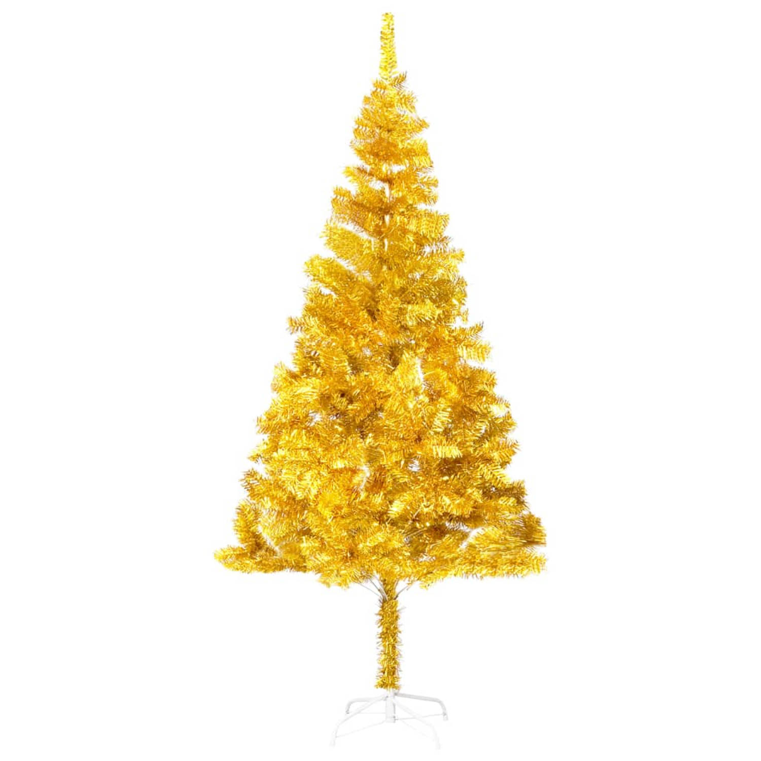 The Living Store Kunstkerstboom met LED's en standaard 240 cm PET goudkleurig - Decoratieve kerstboom