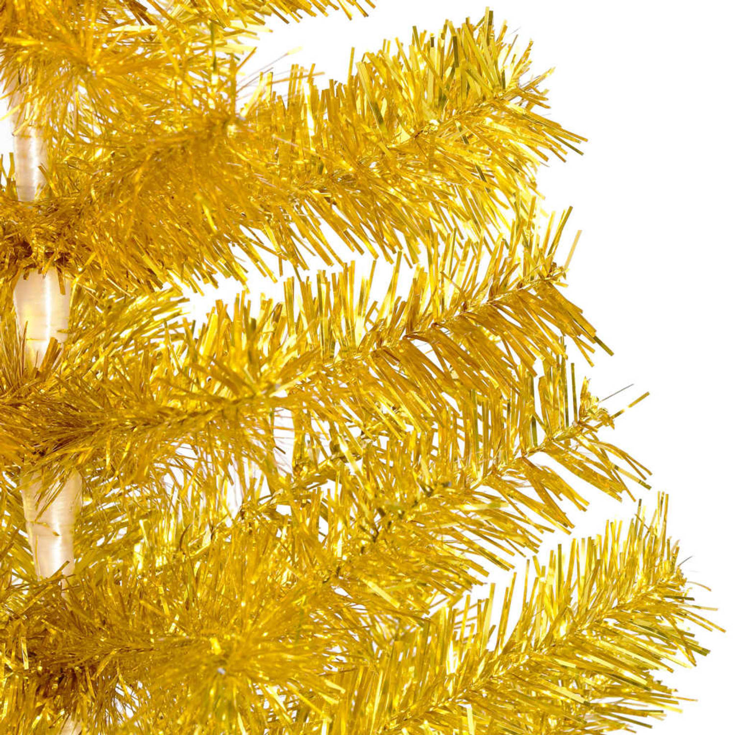 The Living Store Kunstkerstboom met LED's en kerstballen 240 cm PET goudkleurig - Decoratieve kerstboom