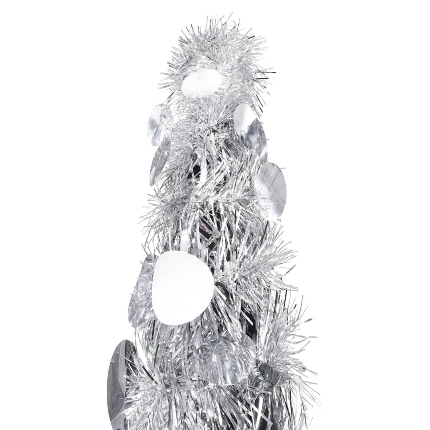 The Living Store Kunstkerstboom pop-up 120 cm PET zilverkleurig - Decoratieve kerstboom