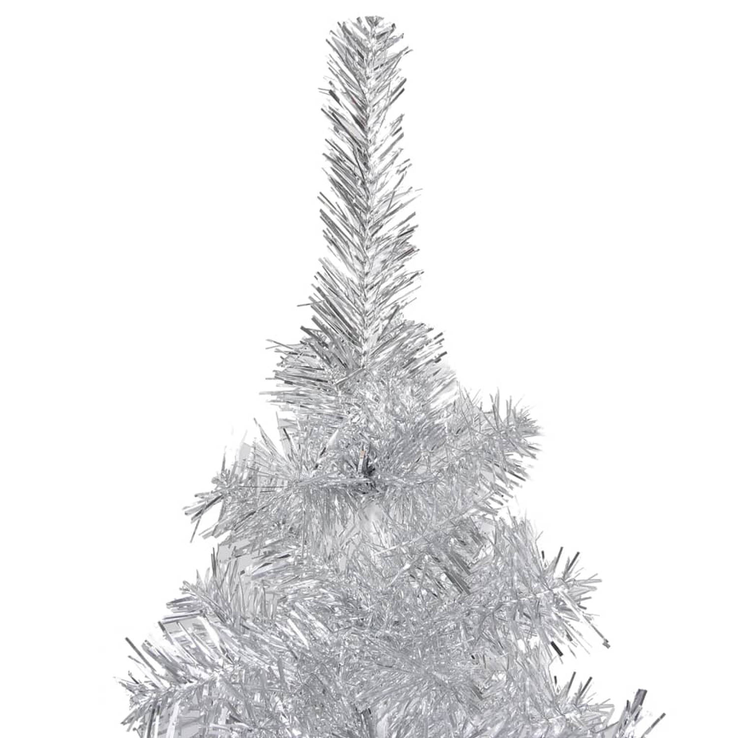 The Living Store Kunstkerstboom met standaard 150 cm PET zilverkleurig - Decoratieve kerstboom
