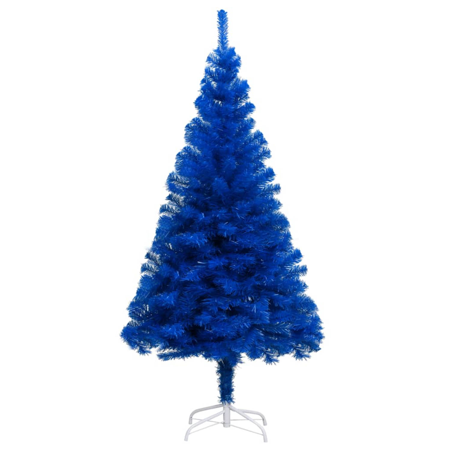 The Living Store Kunstkerstboom met LED's en standaard 210 cm PVC blauw - Decoratieve kerstboom