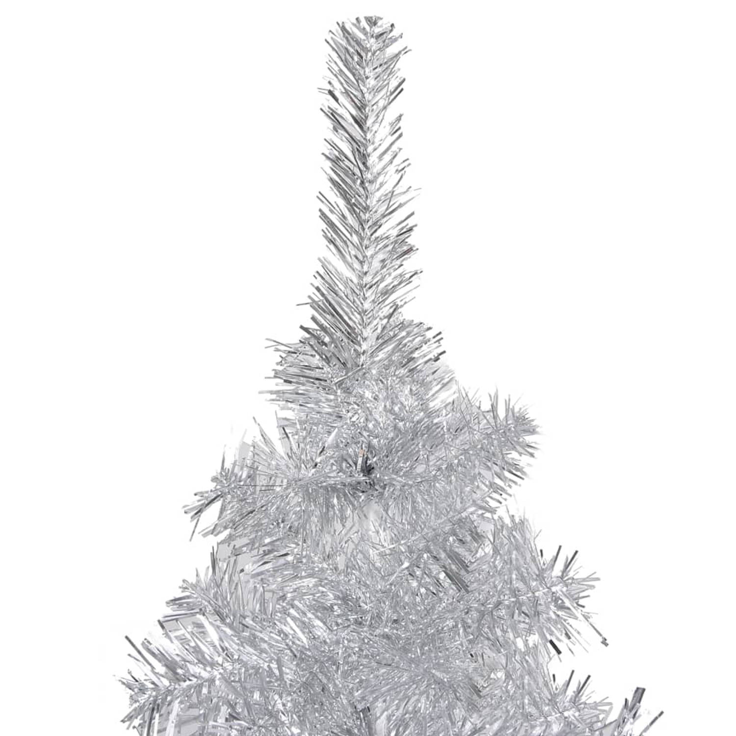 The Living Store Kunstkerstboom met standaard 180 cm PET zilverkleurig - Decoratieve kerstboom