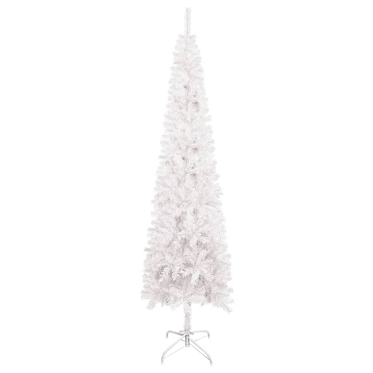 The Living Store Kerstboom V-240 - Smal for - Realistische PVC boom - Verstelbare takken - Stabiele stalen standaard - Duurzaam herbruikbaar - Wit - 240 cm hoog