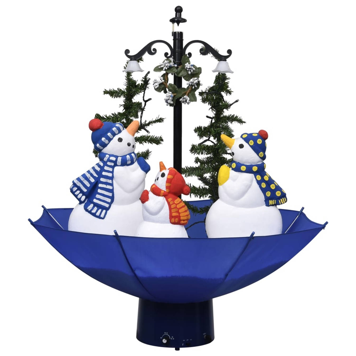 The Living Store Kerstboom sneeuwend met paraplubasis 75 cm PVC blauw - Decoratieve kerstboom