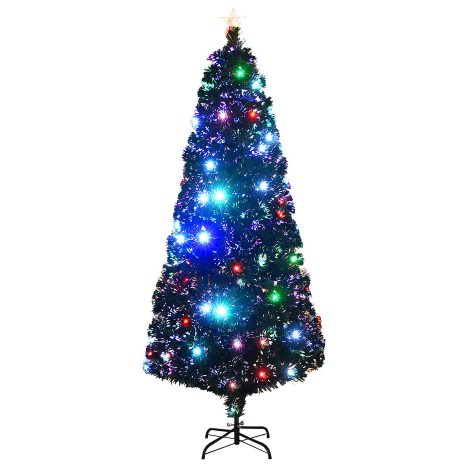 The Living Store Kunstkerstboom met standaard/LED 210 cm glasvezel - Decoratieve kerstboom