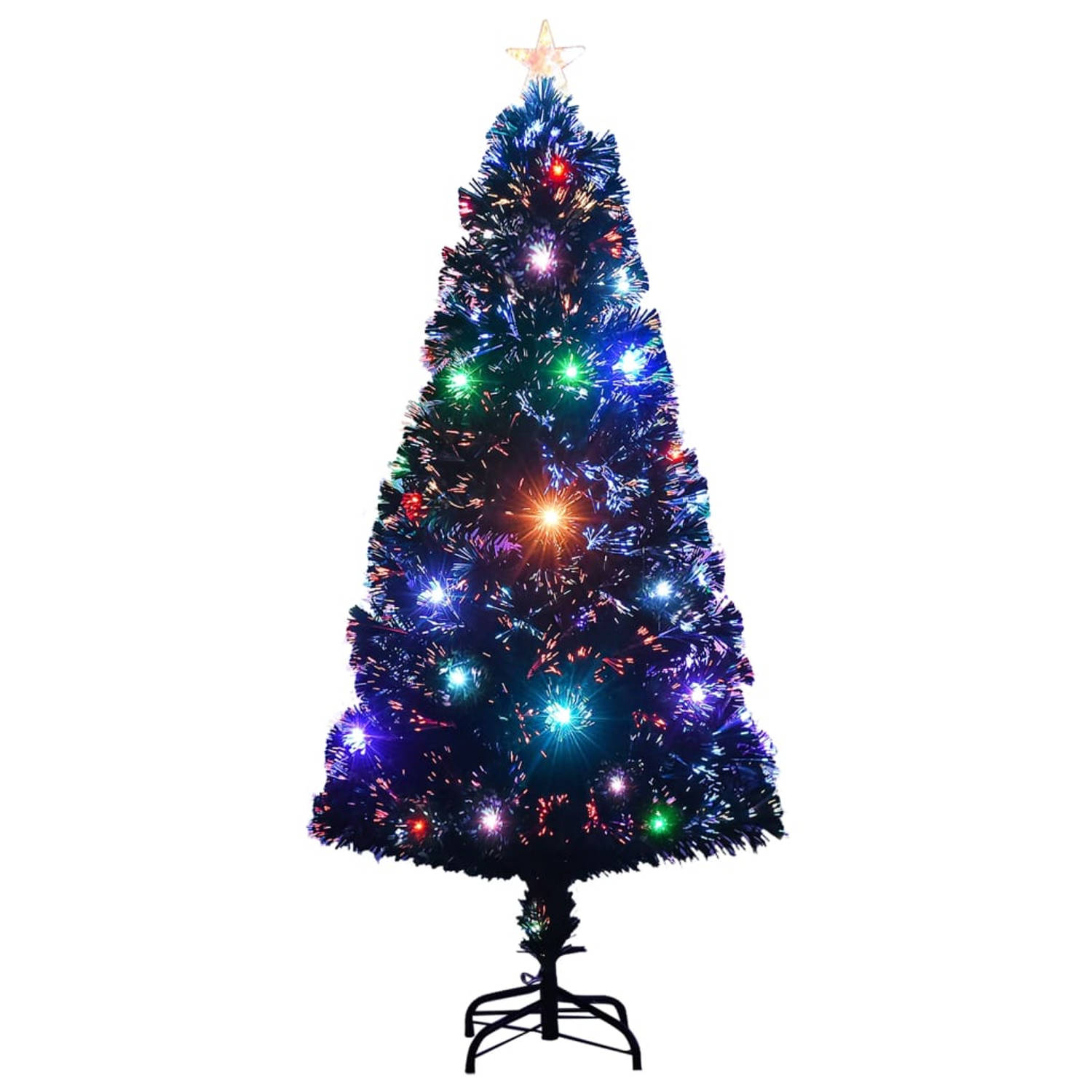 The Living Store Kerstboom Groen 120 cm - Levensechte takken - LED en glasvezel verlichting