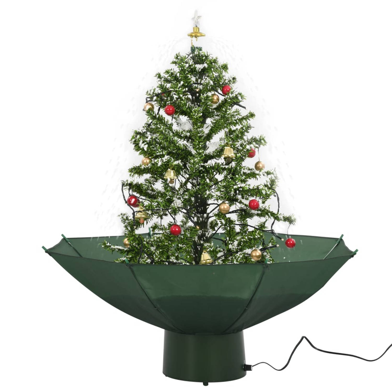 The Living Store Kerstboom sneeuwend met paraplubasis 75 cm groen - Decoratieve kerstboom