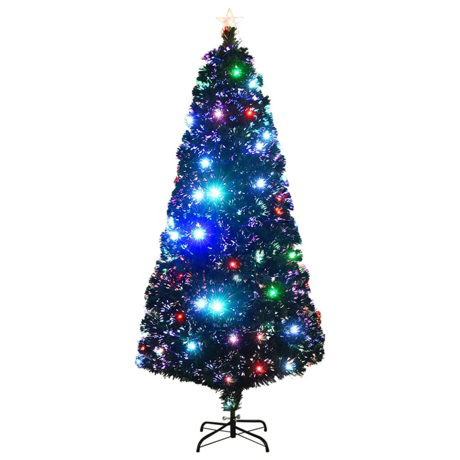 The Living Store Kunstkerstboom met standaard/LED 180 cm glasvezel - Decoratieve kerstboom