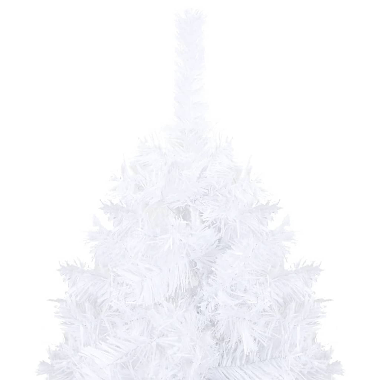 The Living Store Kunstkerstboom met LED's en kerstballen 120 cm PVC wit - Decoratieve kerstboom