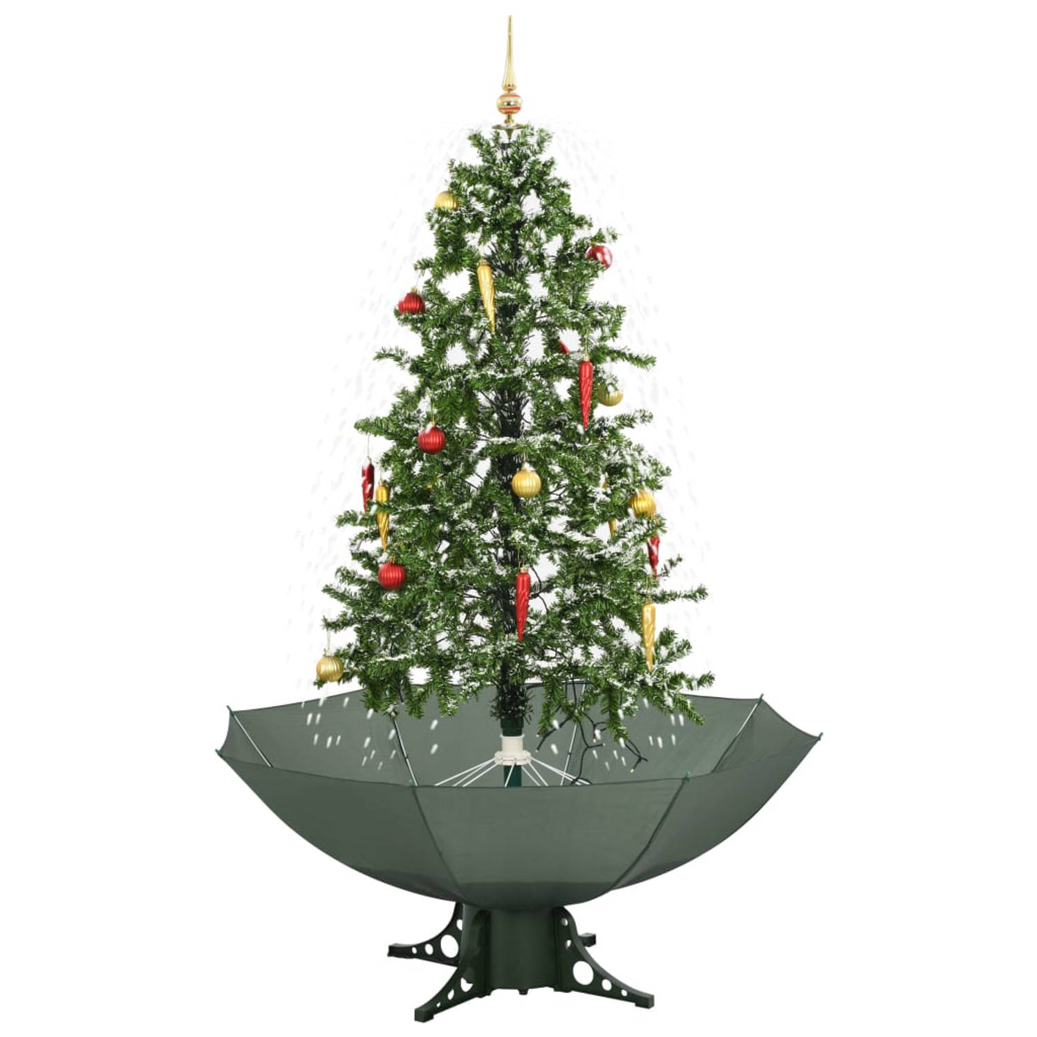 The Living Store Kerstboom sneeuwend met paraplubasis 170 cm groen - Decoratieve kerstboom