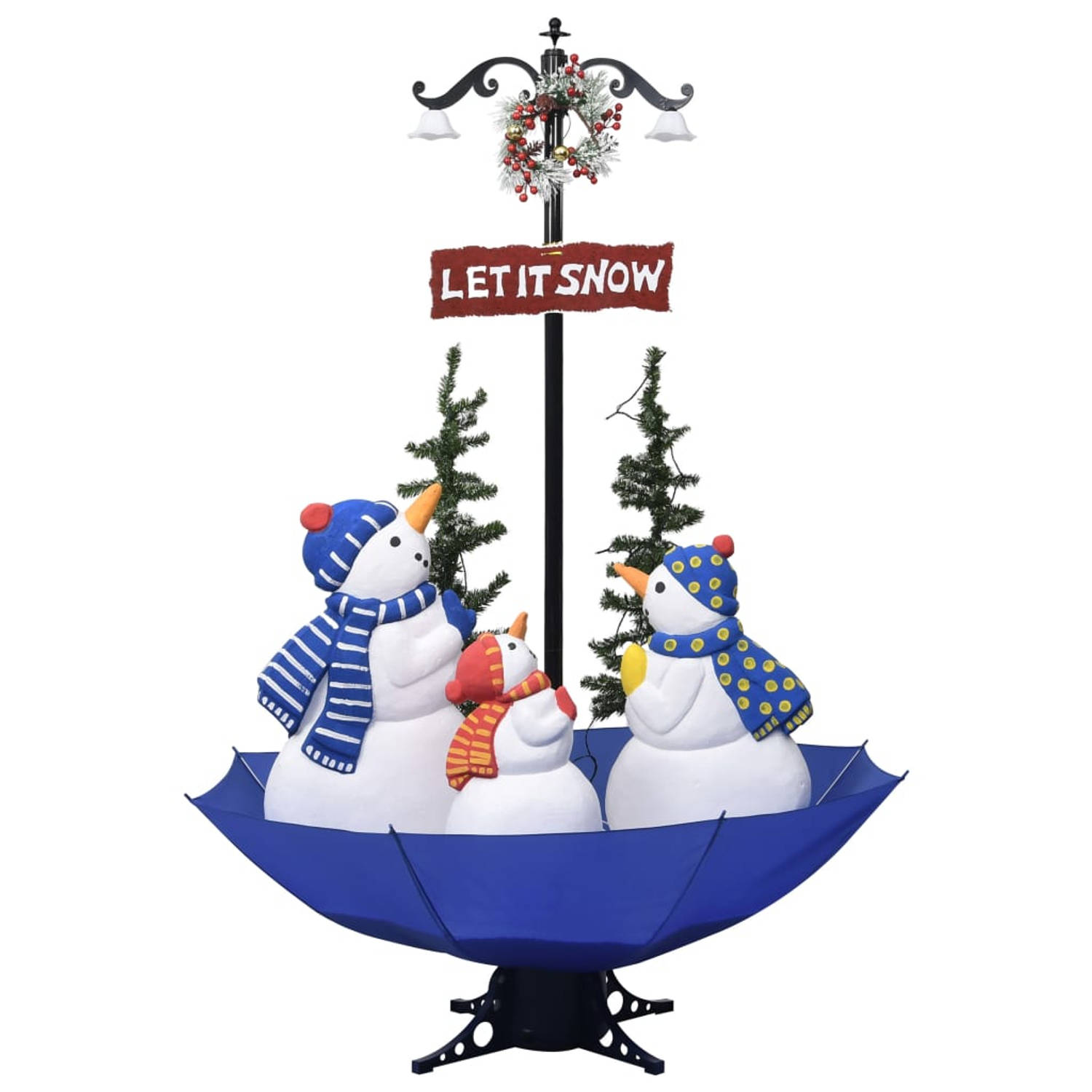 The Living Store Kerstboom sneeuwend met paraplubasis 170 cm PVC blauw - Decoratieve kerstboom