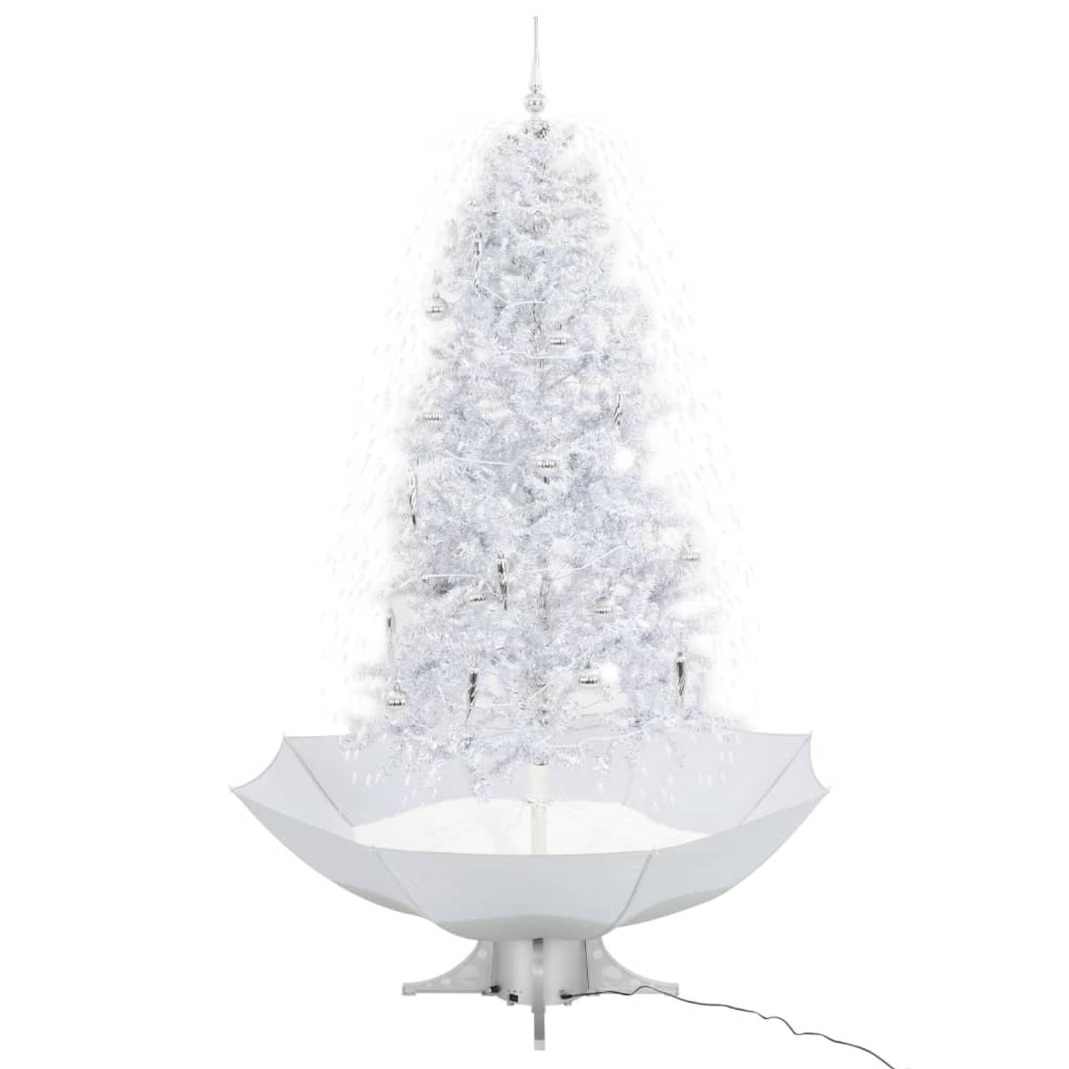 The Living Store Kunstkerstboom - Sneeuwend - 190 cm - LED - Wit en zilver - Met melodie - Inclusief decoraties