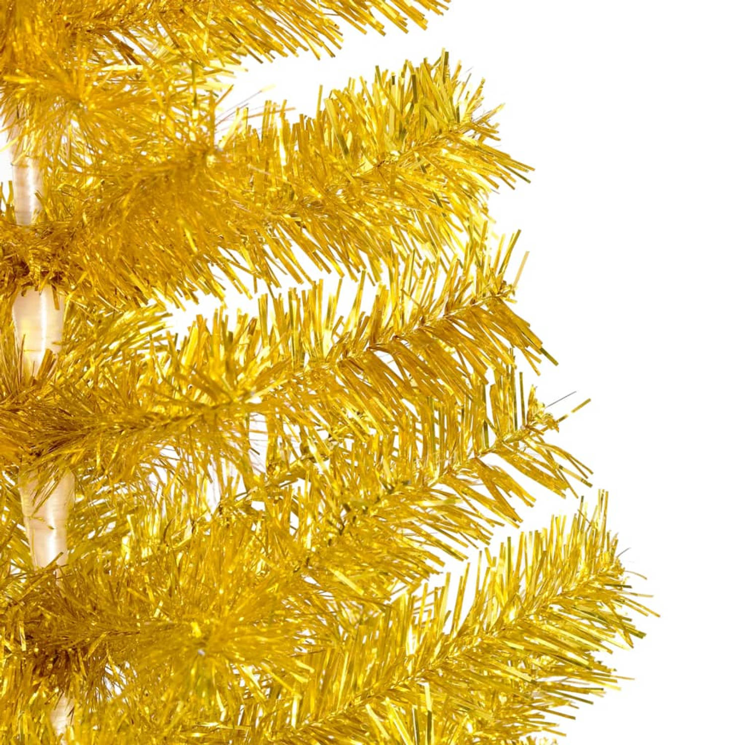 The Living Store Kunstkerstboom met LED's en kerstballen 180 cm PET goudkleurig - Decoratieve kerstboom