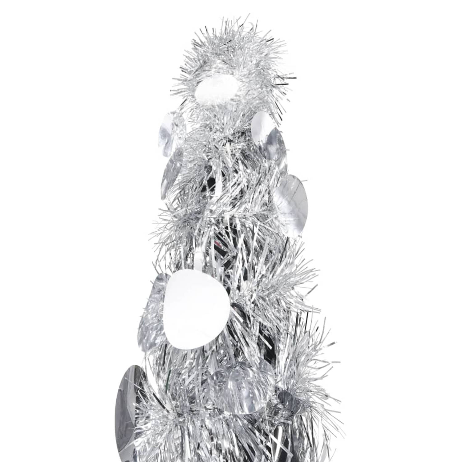 The Living Store Kunstkerstboom pop-up 180 cm PET zilverkleurig - Decoratieve kerstboom