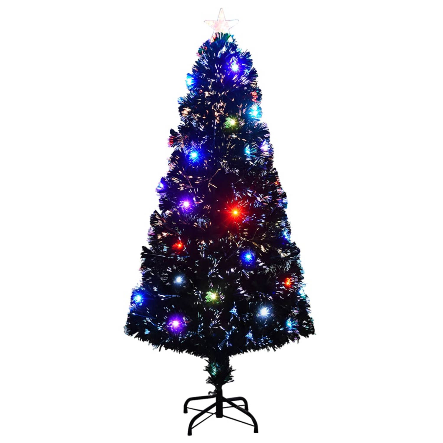 The Living Store Kunstkerstboom met standaard/LED 150 cm glasvezel - Decoratieve kerstboom