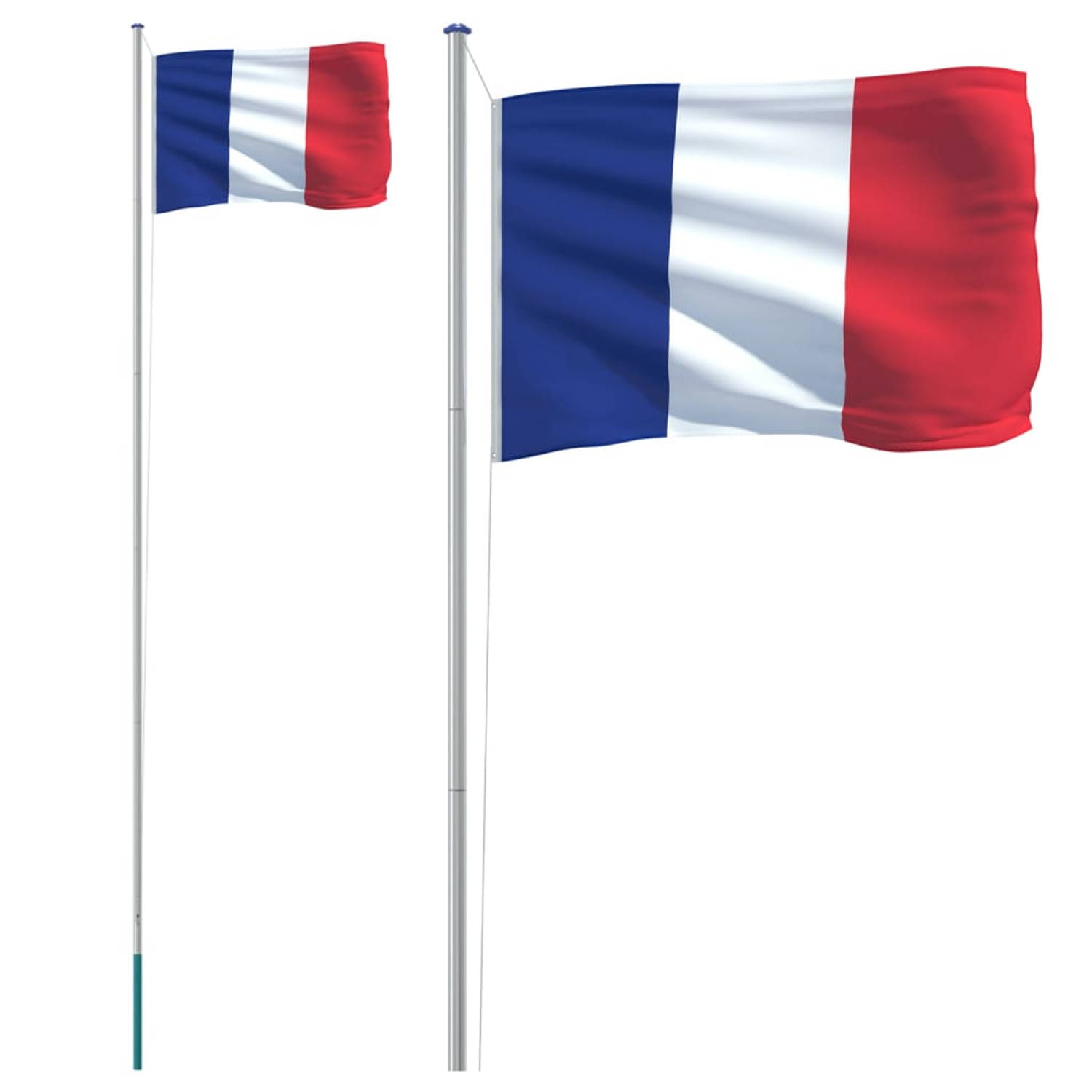 The Living Store Vlaggenset - Nationale vlag 90x150 cm - Aluminium vlaggenmast 6.23 m - Duurzaam polyester - Verstelbare lengte - Stabiel frame