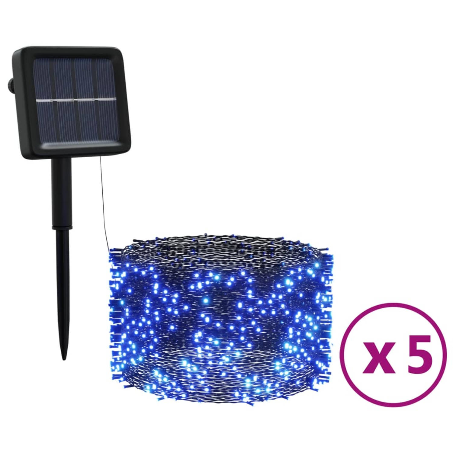 The Living Store Solarlichtslinger - 5 x 1.000 LEDs - 8 lichteffecten - Zonne-energie - Geschikt voor binnen en buiten