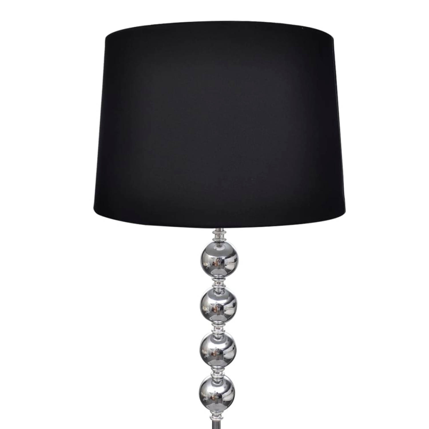 The Living Store Vloerlampen Moderne zwarte lamp met chromen buis 380 mm lampenkap 235 mm basisplaat
