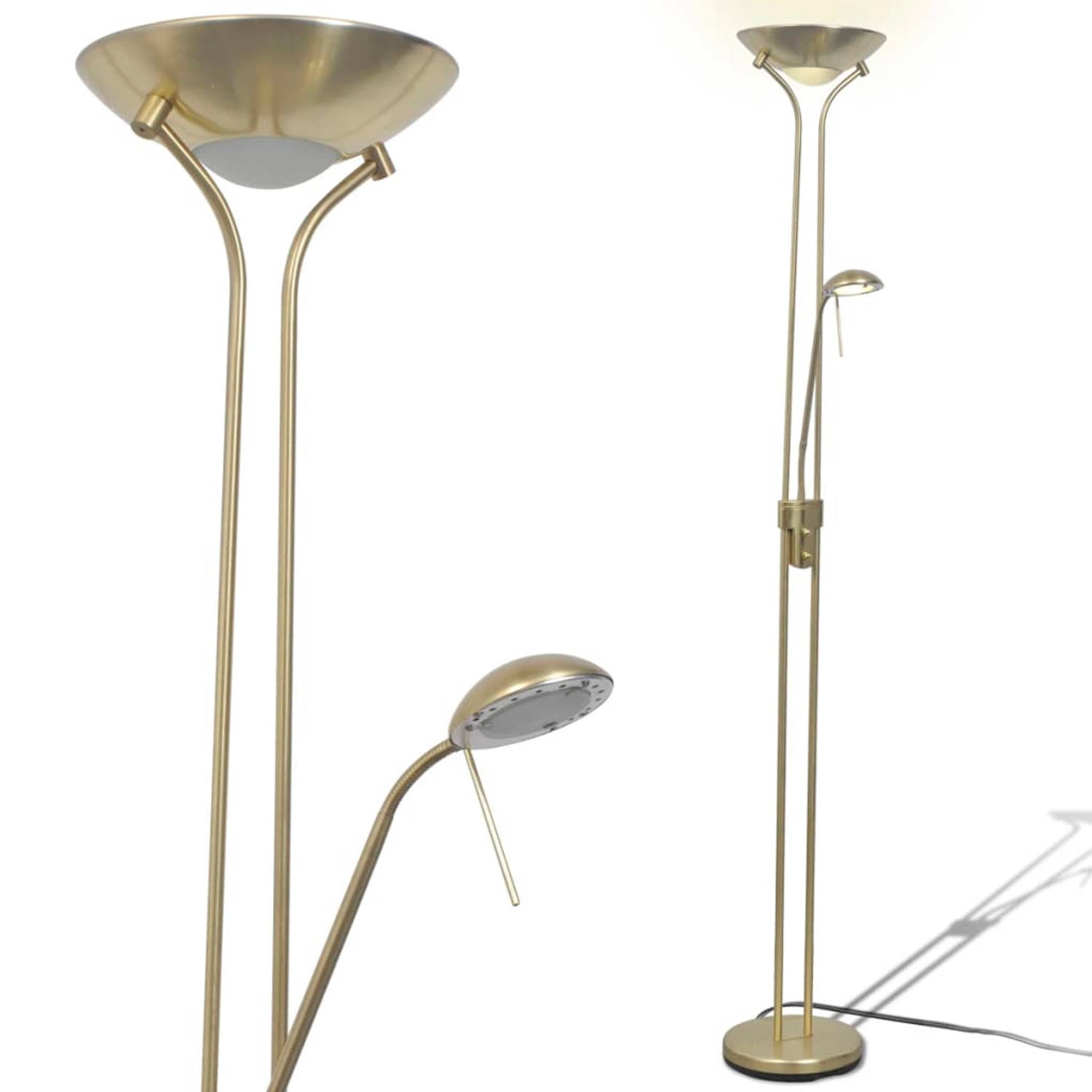 The Living Store Staande Lamp Uplighter en Leeslamp - LED - Dubbele Dimmerschakelaar - Milieuvriendelijk - 150cm