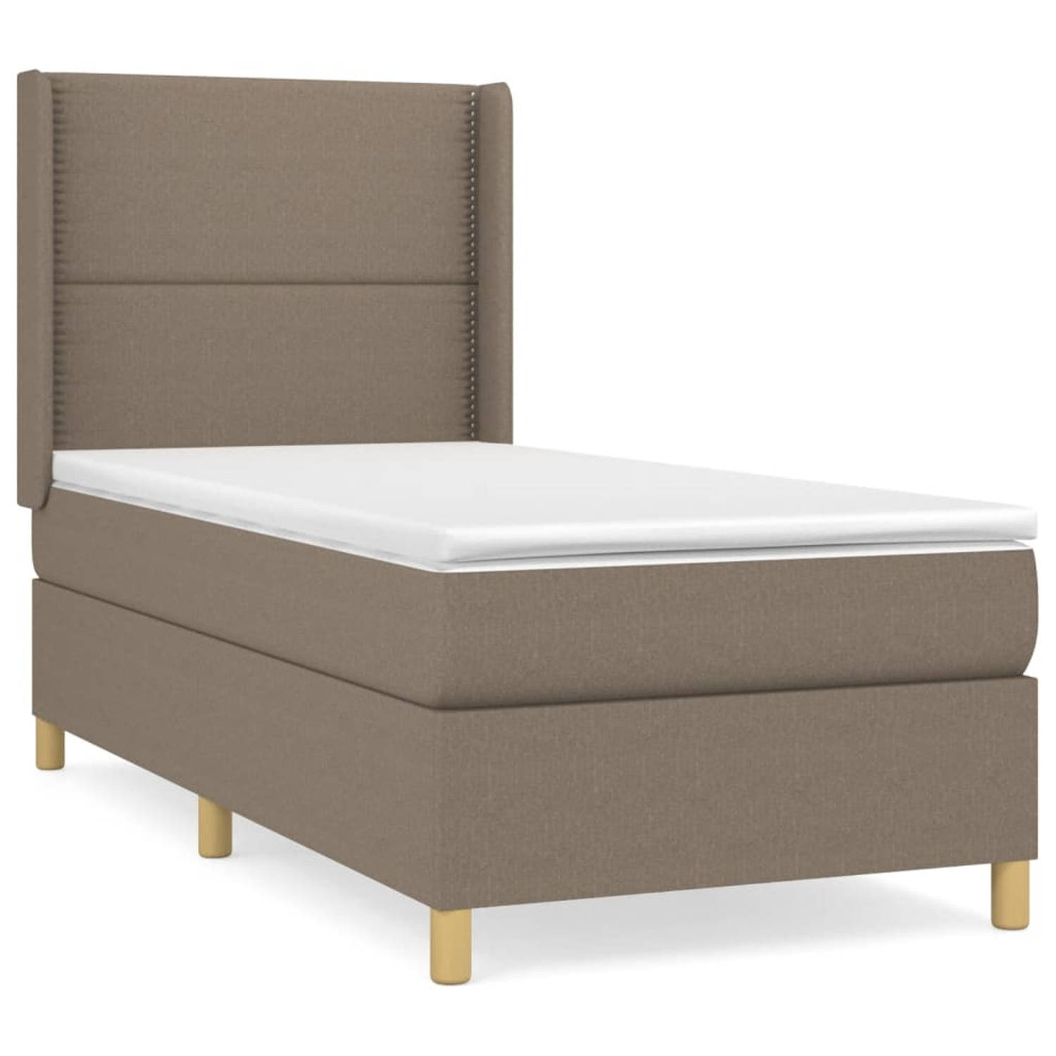 The Living Store Boxspringbed - Pocketvering - Middelhard - 80x200 cm - Taupe