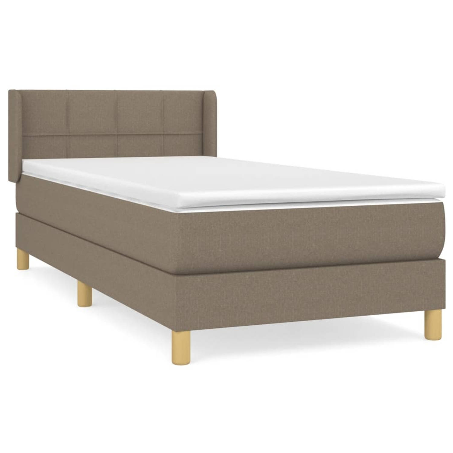 The Living Store Boxspringbed - Bed - 203 x 83 x 78/88 cm - Taupe - Stof - Pocketvering - Middelharde ondersteuning