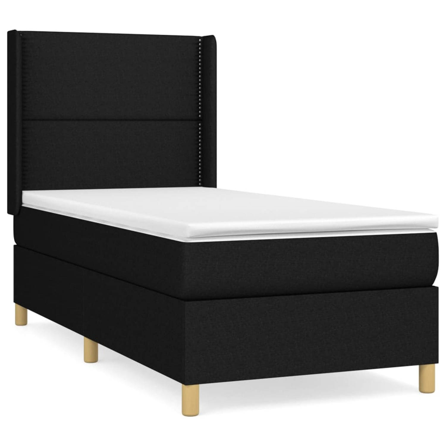 The Living Store Boxspringbed - Comfort - Bed - 90x200 - Zwart polyester stof