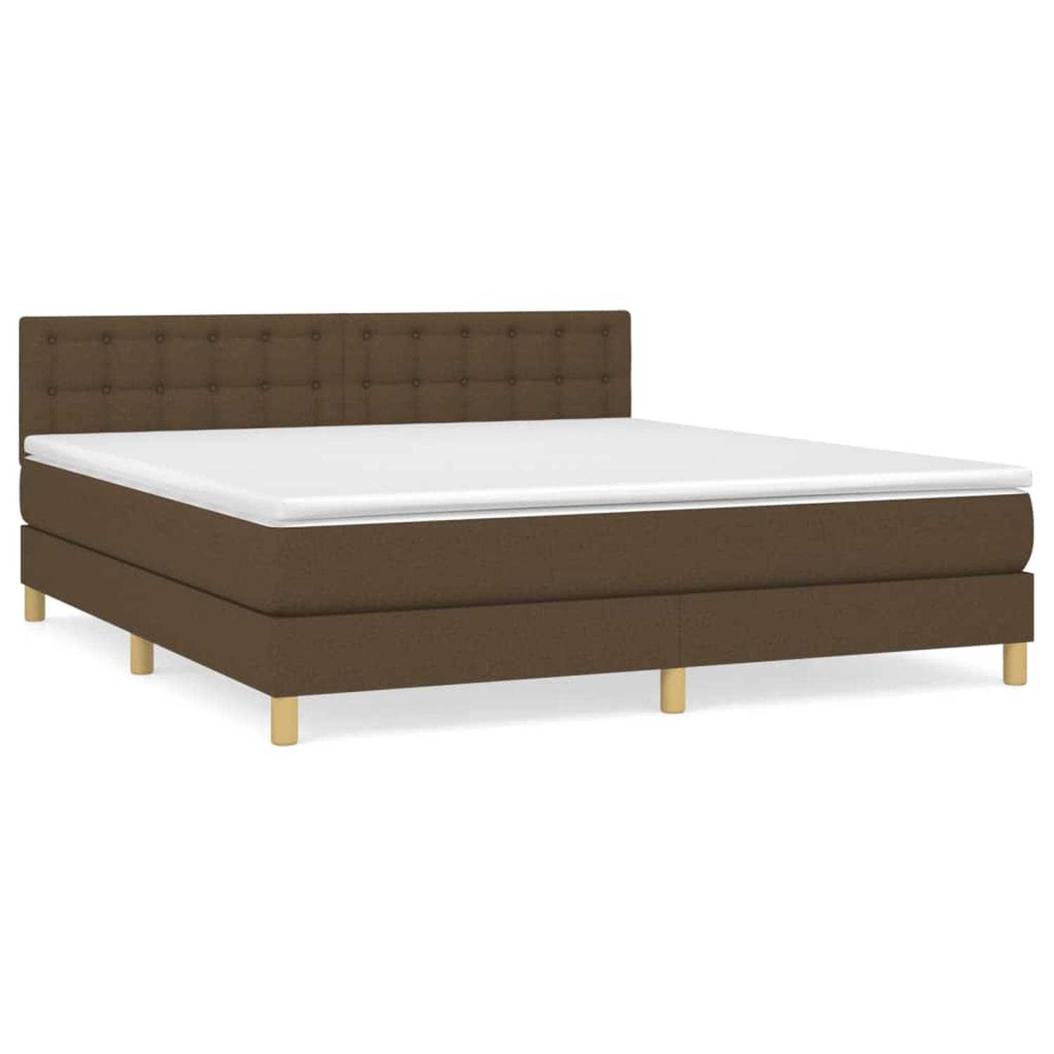 The Living Store Boxspringbed - Comfort Sleep - Bed - 203 x 180 x 78/88 cm - Donkerbruin - Stof (100% polyester)