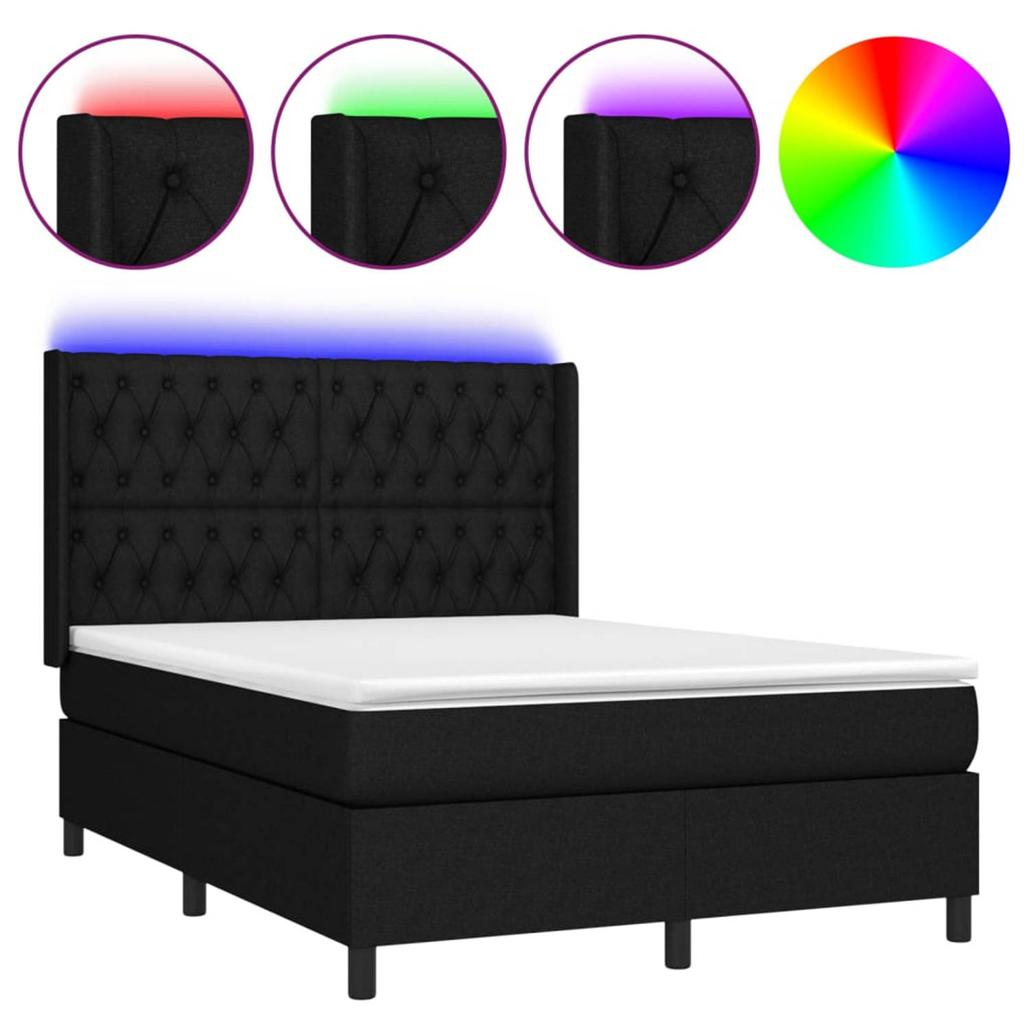 The Living Store Boxspring Bed - LED-verlichting - Pocketvering - Huidvriendelijk