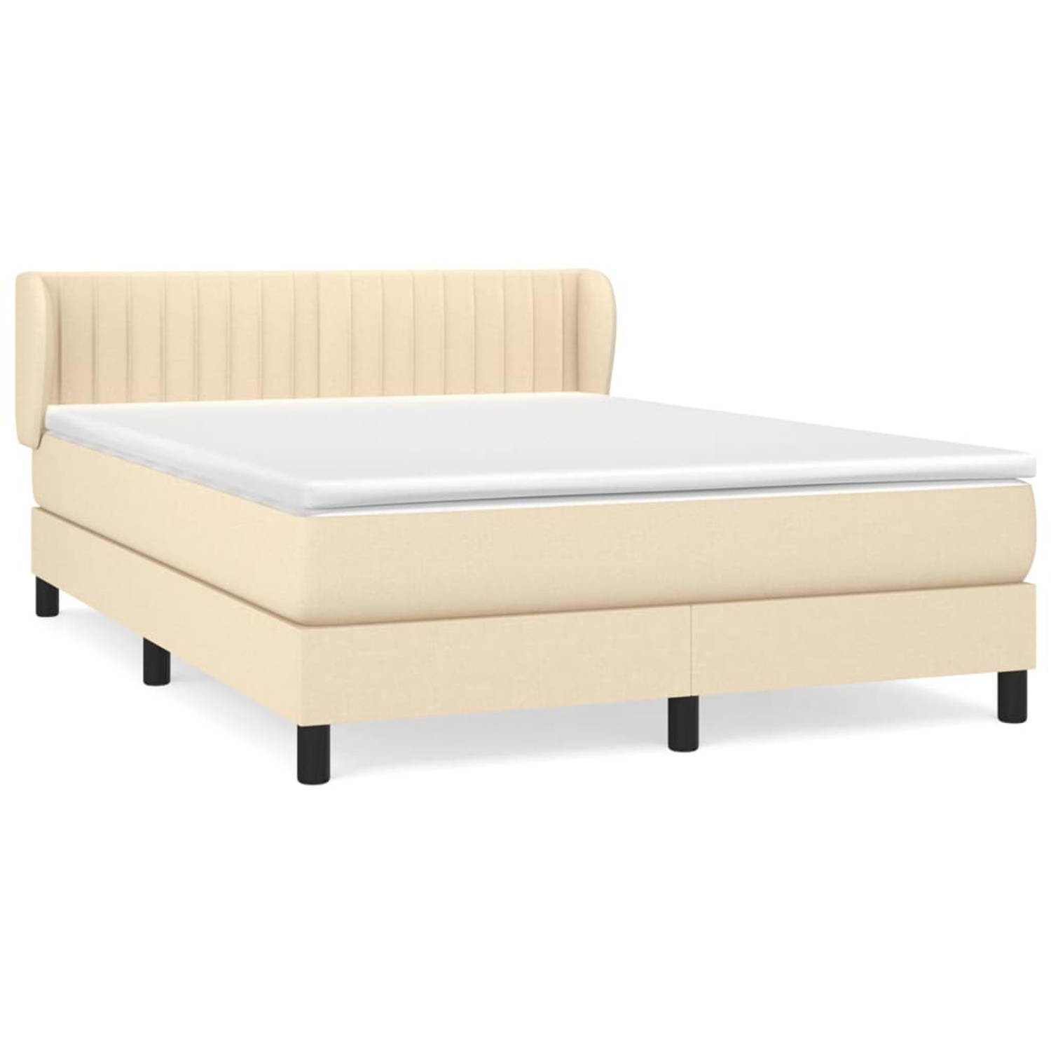 The Living Store Boxspringbed - Crème - 193 x 147 x 78/88 cm - Pocketvering matras - Middelharde ondersteuning - Huidvriendelijk topmatras