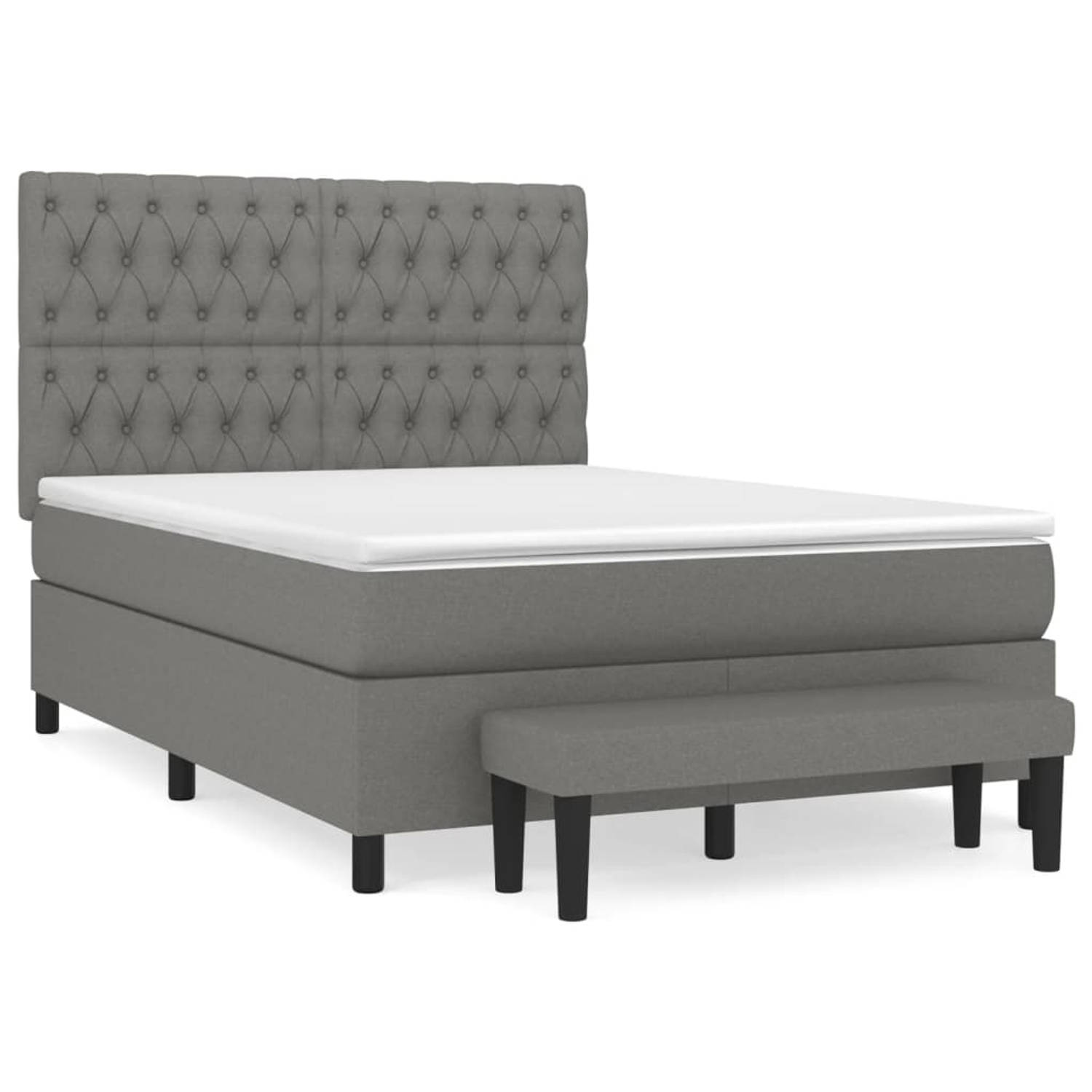 The Living Store Boxspringbed - Comfort Sleep - Bed - 193 x 144 x 118/128 cm - Donkergrijs